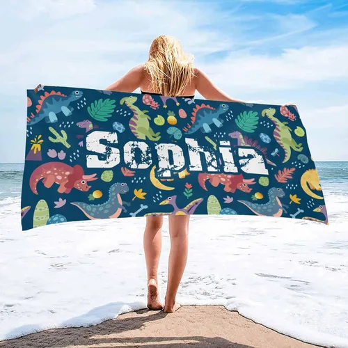 Vista 10 de InterestPrint Toalla de playa personalizada para mujeres y hombres, hojas tropicales, naranja, toallas de playa personalizadas con nombres, manta