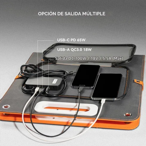 Vista 6 de Generador solar con panel solar incluido, FF Flashfish 151Wh estación de energía portátil + panel solar de 100 W (salida CC/USB-A/USB-C), batería