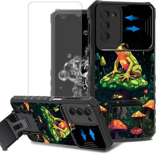 Vista 75 de Funda para teléfono Samsung Galaxy A15 5G con protector de pantalla con cubierta deslizante para cámara y soporte de doble capa híbrida resistente a