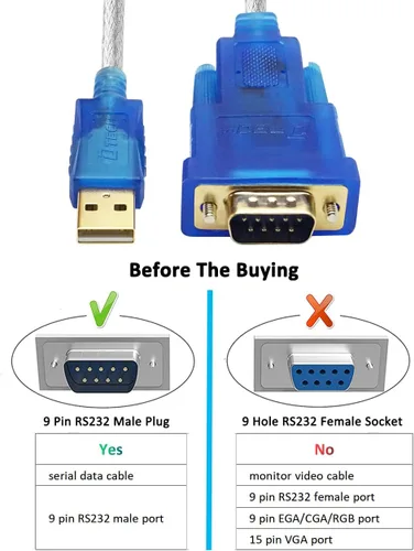 Vista 4 de DTECH Cable adaptador USB a serie con puerto macho RS232 DB9 chipset FTDI compatible con Windows 10 8 7 y Mac Linux - 4 pies