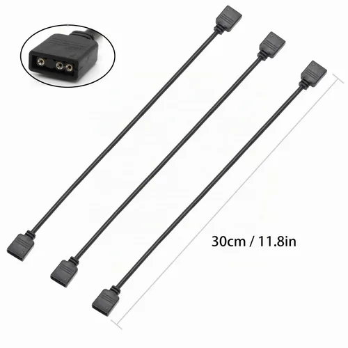 Vista 3 de (Paquete de 3) Cable de Extensión ARGB, Cable RGB Direccionable de 5V de 3 Pines, de Hembra a Hembra 1 a 1 para Extender Ventiladores de PC/Luces