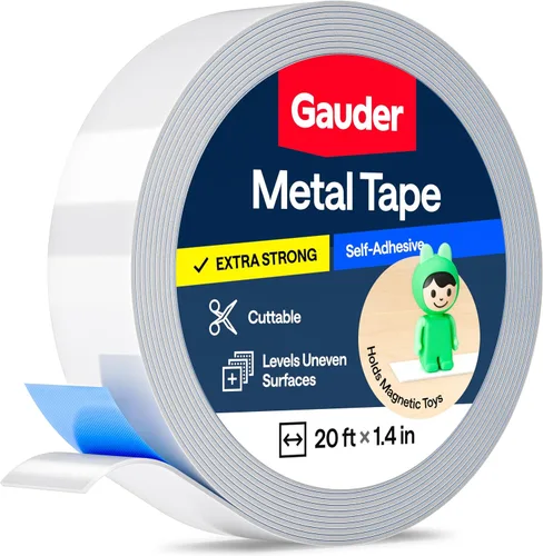 Vista 9 de GAUDER Cinta de metal autoadhesiva Cinta ferrosa para imanes Tira de acero metálico