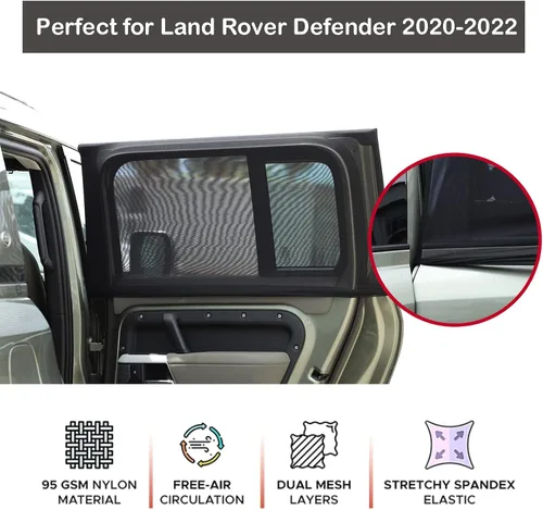 Vista 4 de 100% de protección contra insectos, compatible con Land Rover Defender 90 110 2004-2022, cortinas de malla transpirable para puertas y ventanas