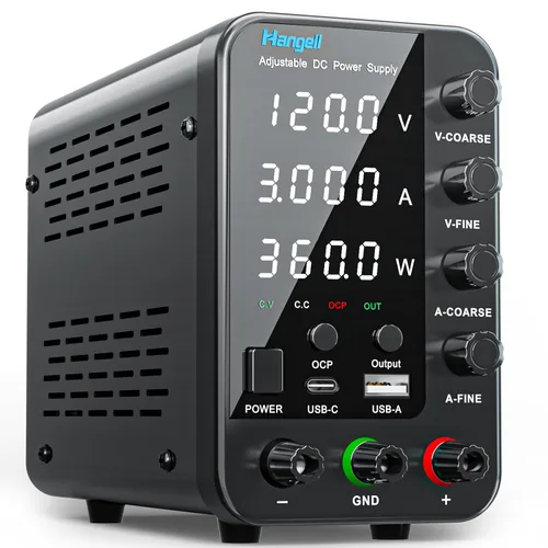 Vista 10 de Fuente de alimentación de CC variable, fuente de alimentación de banco de 30 V 10 A con codificador perilla de ajustes gruesos y finos, fuentes