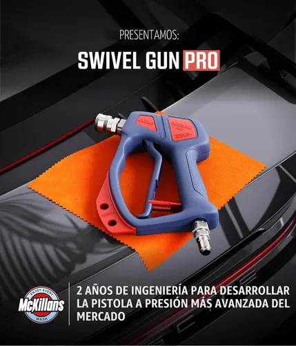 Vista 3 de McKillans® Swivel Gun Pro - Mango de agua giratorio de alta presión con enchufe macho de 3/8" y acoplador de conector rápido de 1/4" - Pistola