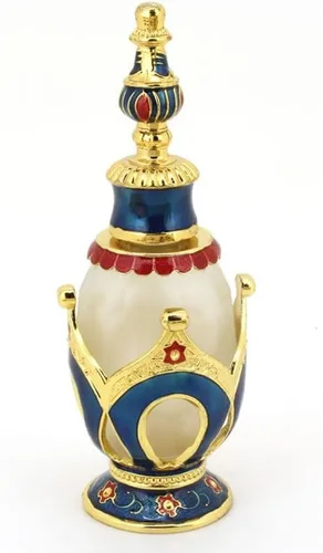 Vista 12 de 1 botella de perfume de metal antiguo de 3/0.5 fl oz de estilo árabe aceites esenciales con gotero (color : B 0.5 fl oz)