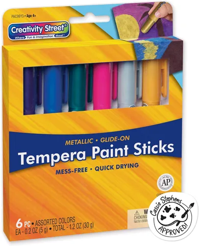 Vista 6 de Creativity Street Palitos de pintura al témpera Glide-On, 12 colores primarios surtidos, 0.18 onzas, 12