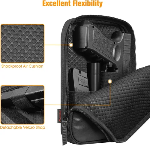 Vista 3 de FINPAC Bolsa de transporte oculta para pistola, funda suave para pistola, riñonera para cinturón para armas de fuego con funda para pistola, pistola