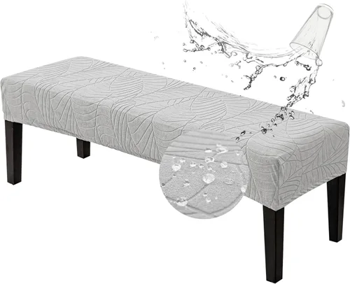 Vista 34 de Genina Fundas impermeables para banco de comedor, protector de asiento de banco de jacquard elástico, funda de banco rectangular para dormitorios