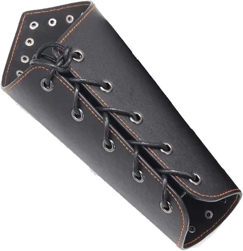 Vista 4 de RYCUZYNU Conjunto de disfraz de caballero vikingo pirata armadura larga con cordones laterales para hombre Negro