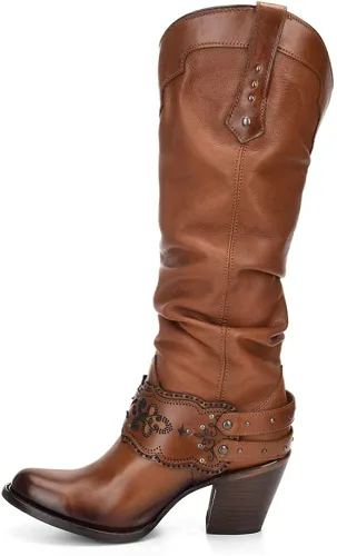 Vista 4 de Cuadra Botas vaqueras de moda para mujer color dorado cuero de vacuno hechas a mano tallas de 6 a 95 Marrón