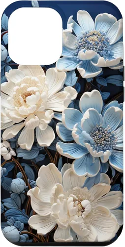 Vista 25 de iPhone 16 Chinoiserie Floral Toile Blue and White Case