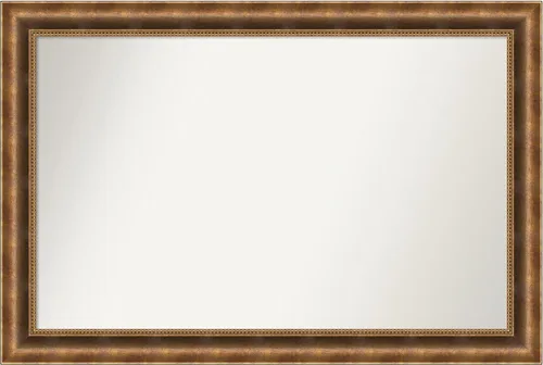 Vista 491 de Amanti Art Espejo de pared personalizado no biselado (25 x 25 pulgadas), marco de bronce acentuado, varios tamaños personalizados, espejo de baño