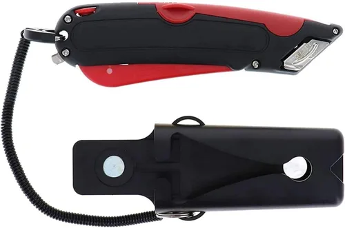 Vista 3 de Veltec EZ-2000 Cuchillo de utilidad para caja de seguridad, divisor de cinta en la parte posterior, ajuste de profundidad de 3 cuchillas, gatillo
