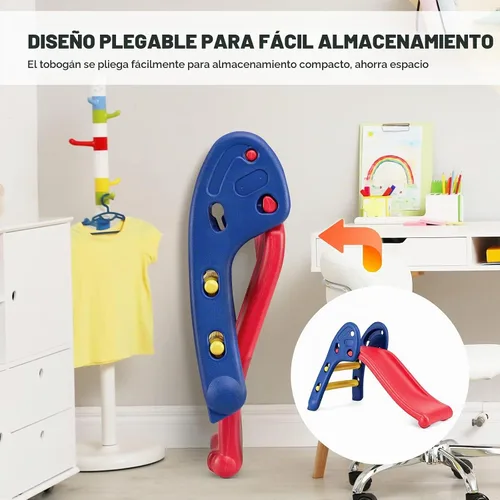 Vista 6 de BABY JOY Tobogán plegable, primer tobogán interior de plástico para escalar, juguete para niños (riel elíptico)