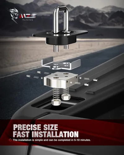 Vista 6 de MZS Anclajes de amarre, anillo en D retráctil compatible con F150 1998-2022 2017-2021 F250 y F350 Super Duty Raptor 2017-2019 - Todo metal, lado