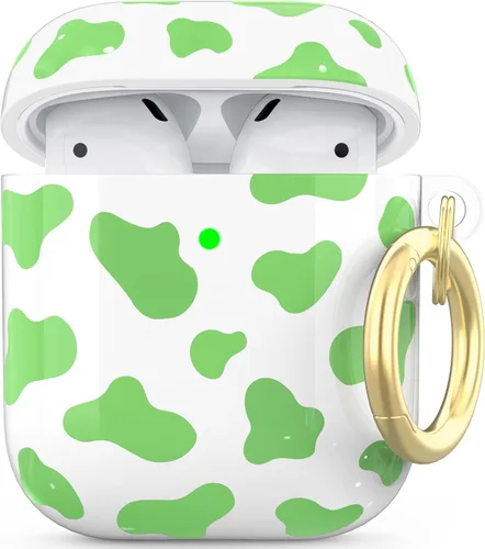 Vista 9 de NIUTRENDZ Linda funda con estampado de vaca para AirPods, diseño IMD duro TPU a prueba de golpes [LED frontal visible] [carga inalámbrica] Funda