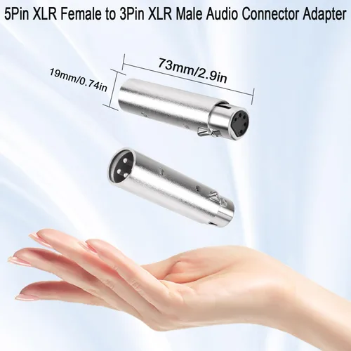 Vista 7 de QIANRENON Adaptador de audio XLR - Convertidor DMX hembra de 5 pines a macho de 3 pines, para micrófono, iluminación de escenario, estación
