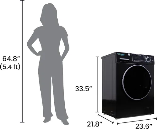 Vista 2 de 1.6 cu.ft. CONVERTIBLE Compact Combo Washer Dryer with Pet Cycle (Black)