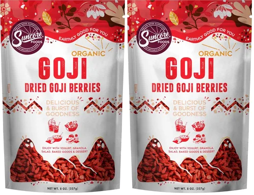 Vista 7 de Suncore Foods Bayas orgánicas de Goji 8 onzas, Wolfberry Superalimento Sin gluten USDA Organic, Plant-Based, Vegan, GMO-Free, For Smoothies