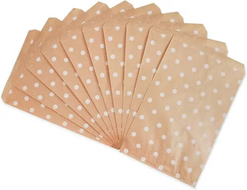 Vista 2 de CuteBox Bolsas de regalo de papel plano blanco con lunares (6 x 9 pulgadas) para mercancía, manualidades, recuerdos de fiesta, venta al por menor