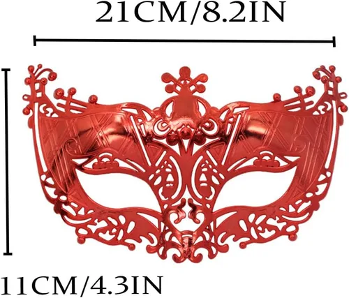 Vista 4 de Yalice Máscara veneciana para mascarada, para mujer, para fiesta, para ojos, accesorios para disfraz Rojo