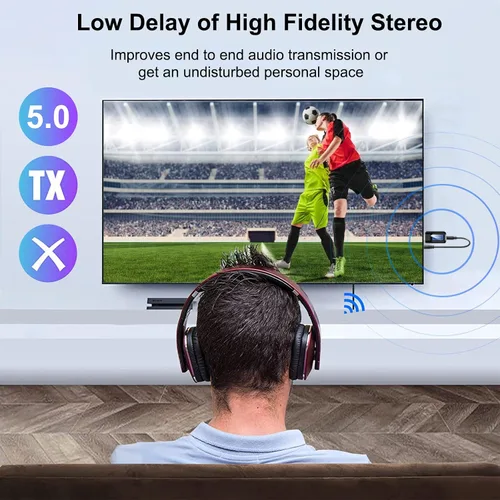 Vista 4 de Receptor transmisor USB Bluetooth 5.0, adaptador de audio inalámbrico con pantalla y micrófono para llamadas manos libres y transmisión de música