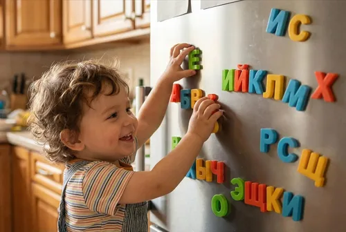Vista 2 de BOHS Letras magnéticas del alfabeto ruso, juego en imanes de refrigerador, pizarra blanca, mesa, juguete educativo de aprendizaje para niños, 33