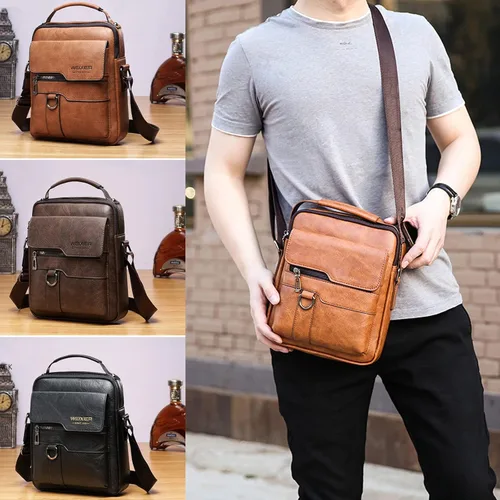 Vista 6 de Bolsa de mensajero para hombre bolsa de hombro cruzada de piel sintética bolsa de viaje para hombre bolsa de viaje casual bolsa de mano