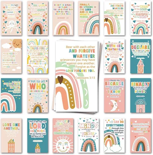 Vista 5 de 60 mini tarjetas de oración con versículos bíblicos surtidos para estudios bíblicos infantiles, tarjetas de aliento para niños, regalos cristianos