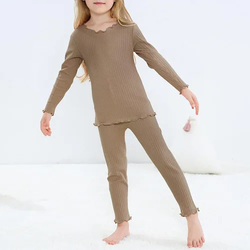 Vista 4 de American Trends Ropa interior térmica para bebés y niñas, conjunto de 2 piezas, ropa de dormir larga Johs para niñas
