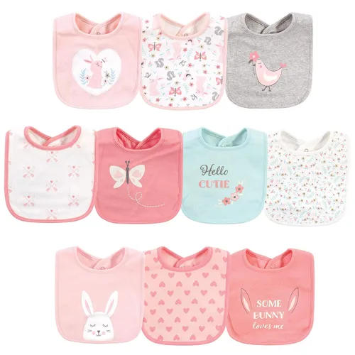 Vista 38 de Hudson Baby Baberos unisex de algodón para bebé, nube rosa, talla única (paquete de 2)