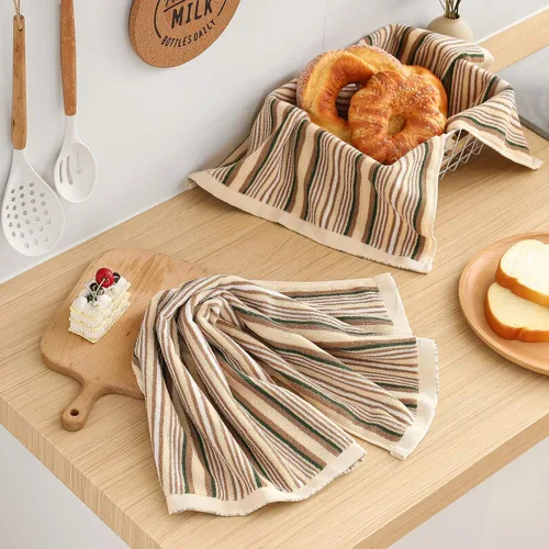 Vista 7 de SALAS Toallas de cocina premium para secar platos, toallas de cocina grandes de algodón, paños de felpa a rayas, juegos de toallas gruesas altamente