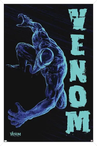 Vista 13 de Trends International Marvel Venom: Let There be Carnage - Póster de pared negro y azul, 22.4 pulgadas de largo x 14.7 W, versión enmarcada de madera