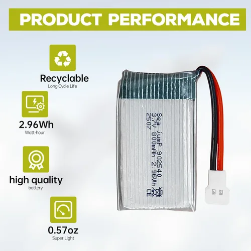 Vista 5 de sea jump Batería Lipo de 3.7 V 800 mAh 25C con enchufe Molex y cable de carga USB compatible con WLtoys SYMA la mayoría de drones, cuadricópteros