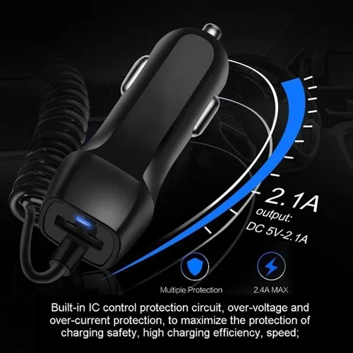 Vista 6 de BoxWave Cargador de coche compatible con Samsung Galaxy Tab A 10.1 2019 LTE - Cargador de coche Plus, con puerto USB adicional y cable integrado