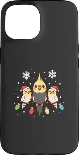Vista 6 de Bird Cockatiel Holiday Trio Perched Cartoon Cheer Case for iPhone 16
