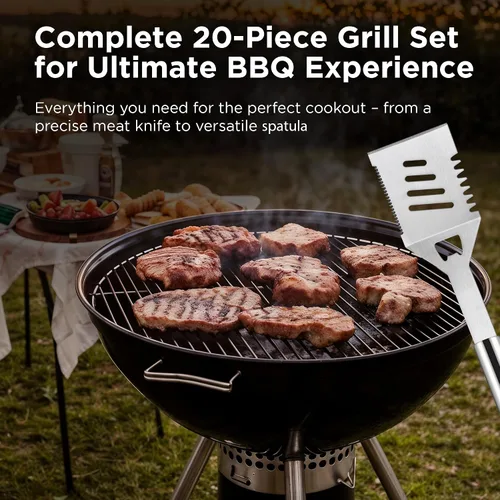 Vista 4 de Kaluns - Accesorios para parrilla, regalos para papá para el día del padre, juego de parrilla de acero inoxidable resistente, accesorios