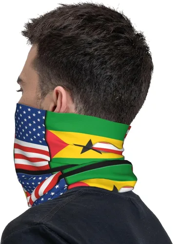 Vista 7 de Neck Gaiter Sao Tome and Principe and American Flag USA Jigsaw Face Cover Scarf Uv Sun Protection Balaclava Head Mask for Men Women Fishing Mask