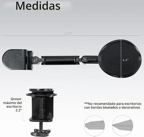 Vista 2 de VIVO Reposabrazos ajustable universal con abrazadera, cojín giratorio para codo de escritorio, soporte de brazo de plataforma de extensión sobre