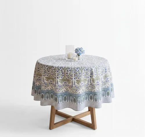 Vista 93 de ATOSII Mantel 100% algodón, Amara, floral, hecho a mano, rectangular, de lino, para cocina, comedor, fiestas, bodas, exteriores, picnics, Pascua