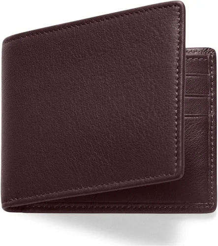 Vista 6 de Leatherology Cartera doble delgada marrón para hombre, RFID disponible