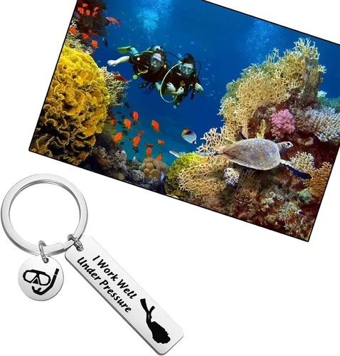 Vista 8 de CHOORO Buceo Regalo Buceo Regalo I Work Bien Bajo Presión Llavero Deportes Extremos Joyería Gran Regalo para Buceadores