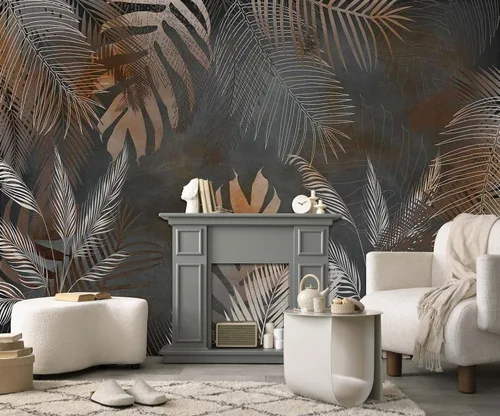 Vista 10 de Papel pintado de bosque tropical, palmera, mural de pared para dormitorio