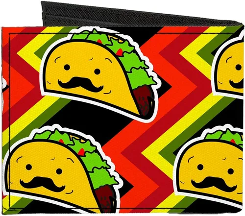 Vista 2 de Buckle-Down Billetera plegable de lona estándar para hombre Taco Man, 4.0" x 3.5