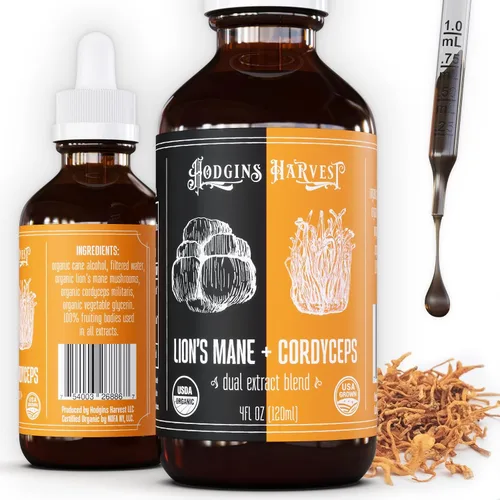 Vista 9 de Hodgins Harvest Tintura de Extracto de Cuerpo Fructífero de Hongo Cordyceps Orgánico - Suplemento de Extracto Doble Extra Concentrado - Hongos