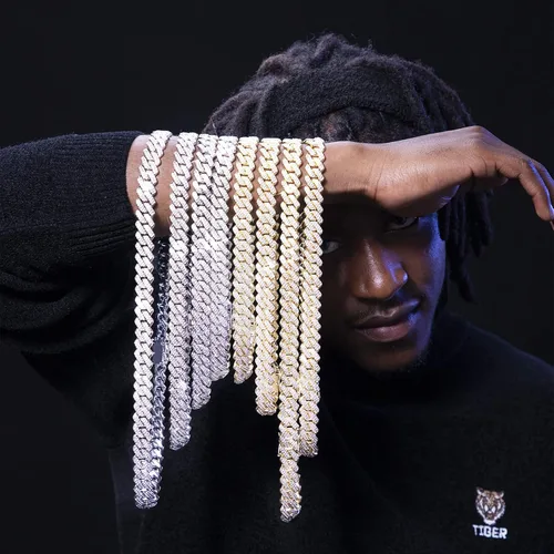 Vista 8 de nkjegol Cuban Chain Necklaces SilverGold Cuban Link Chains Mens Iced Out Miami Bling Diamond Hip Hop Jewelry for Women