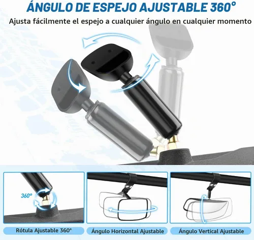 Vista 5 de Nilight UTV - Espejos retrovisores de 12 pulgadas de ancho, espejo central convexo transparente con abrazaderas de 1.75 a 2 pulgadas, ajustables 360