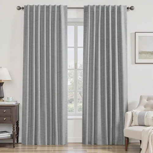 Vista 12 de UHITECH Cortinas opacas de 35 pulgadas de largo para sala de estar, 2 paneles, cortina opaca corta para cocina para ventanas pequeñas, cortinas