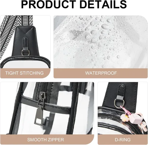 Vista 5 de Shrrie Clear Bag for Stadium Events Transparent Crossbody Bag Clear Purse for Women&Men-Stadium Approved, Concerts&Sports
